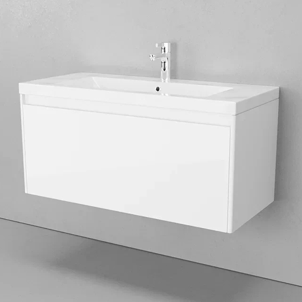 Тумба с раковиной подвесная Velvex Klaufs tp.KLA.MAR.100.1Y белый, 100 см