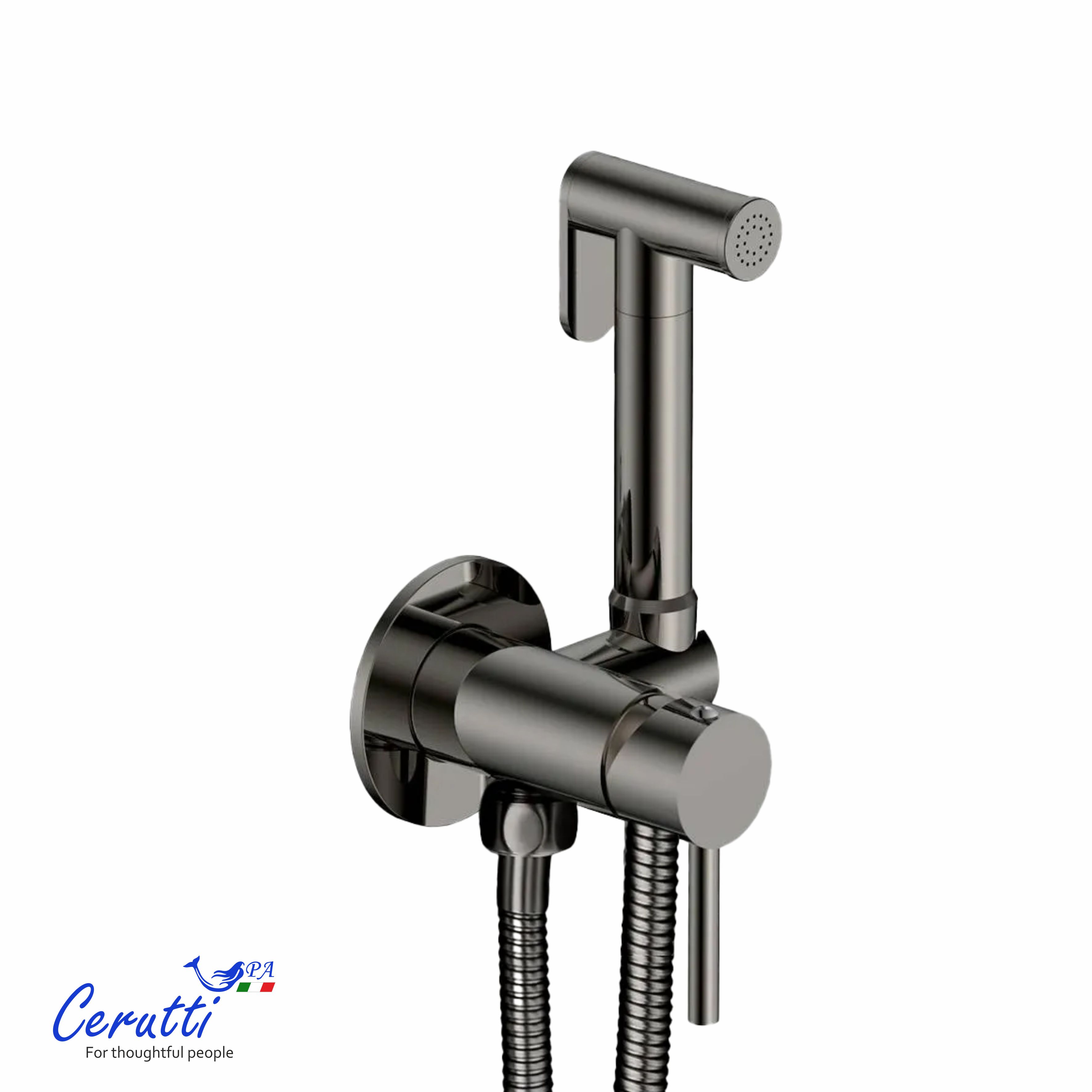 Смеситель с гигиеническим душем Ceruttispa Брайс SHGR (BRAIES CHGR) из латуни с шлангом 120 см, цвет серый