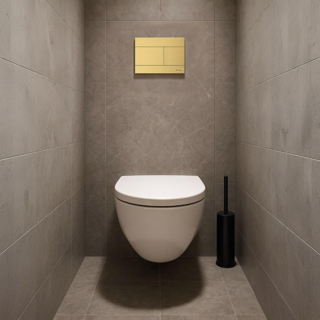 Кнопка смыва Iberica Blanca INOX-R, нержавеющая сталь, механическая, золото матовое