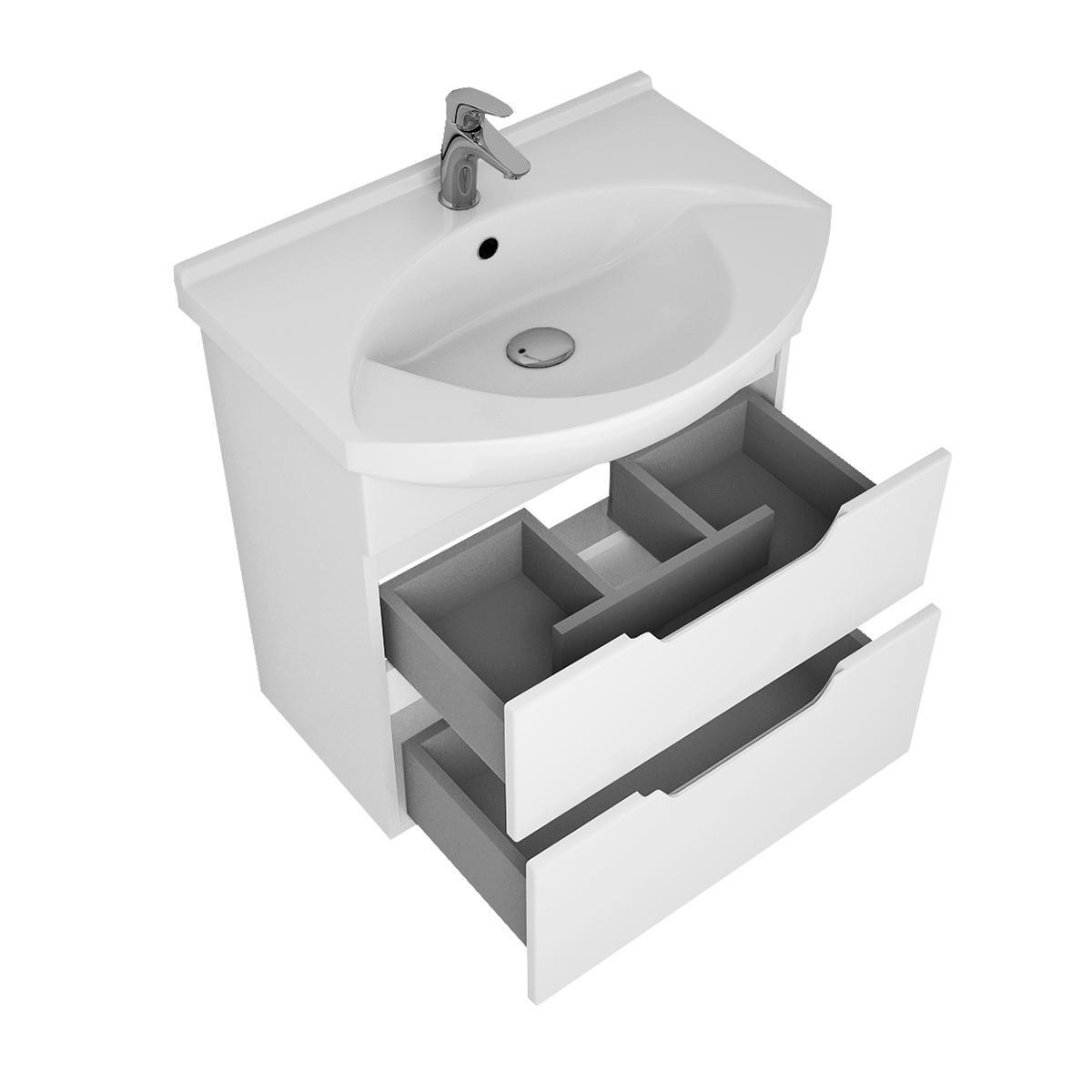 Тумба с раковиной напольная Dreja Laguna Plus 65 см, белый