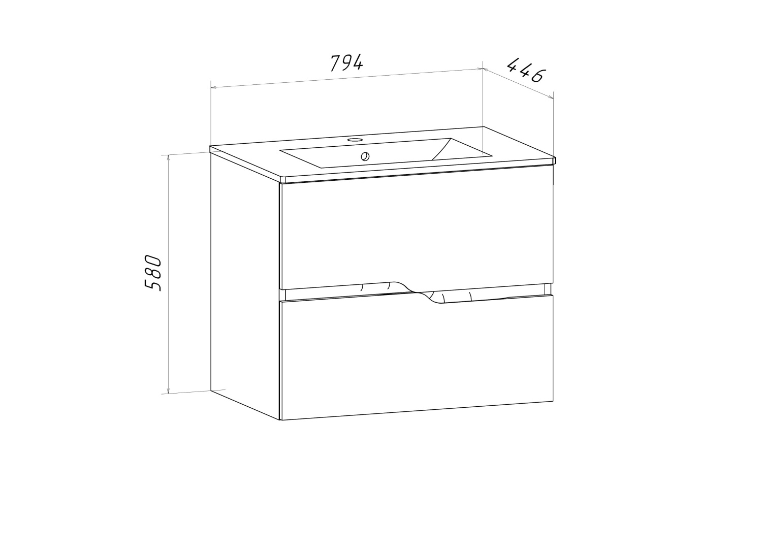 Тумба подвесная Runo Палермо 80 с раковиной Teffy 80, белый