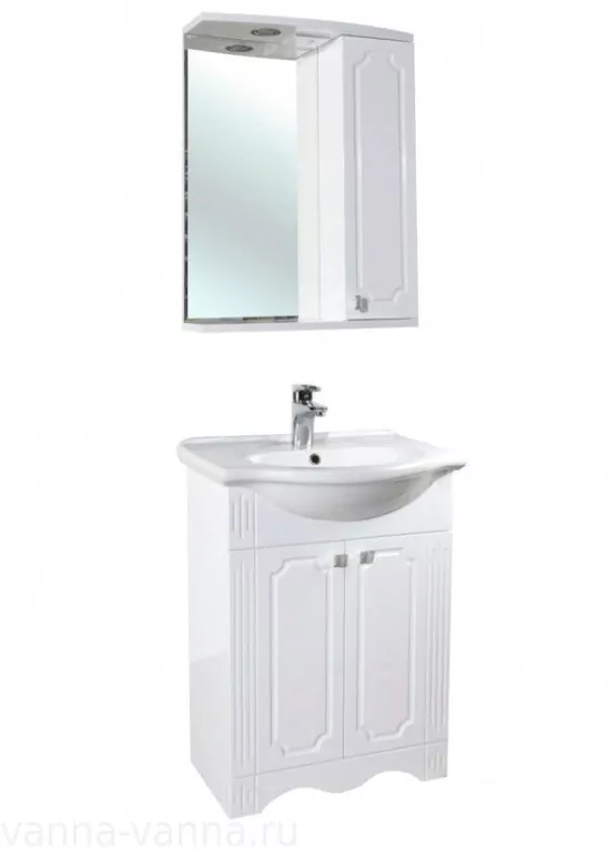 Зеркало с шкафчиком Bellezza Кантри 55 R свет, белый