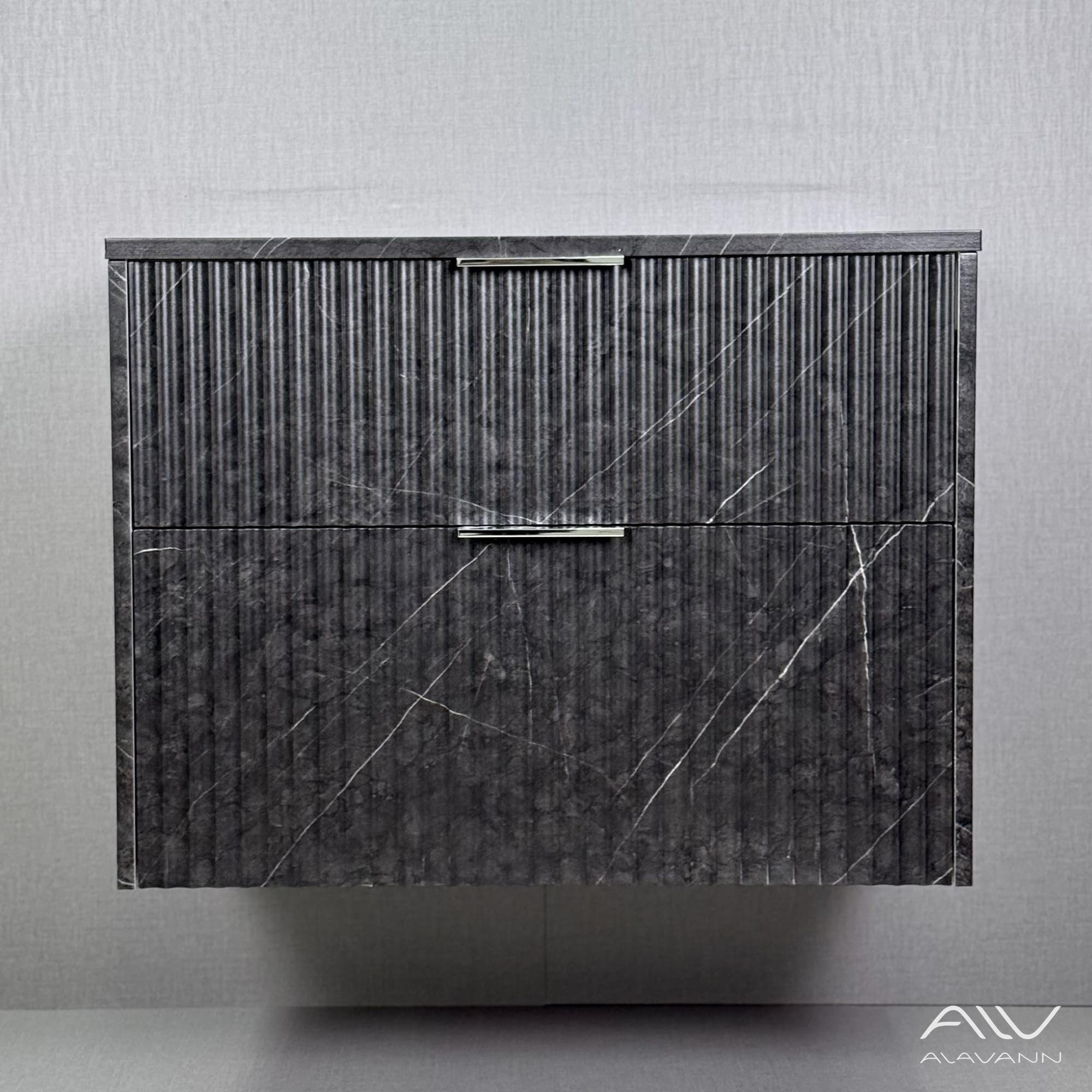 Тумба подвесная Alavann Anna 80 под накладную раковину, черный мрамор