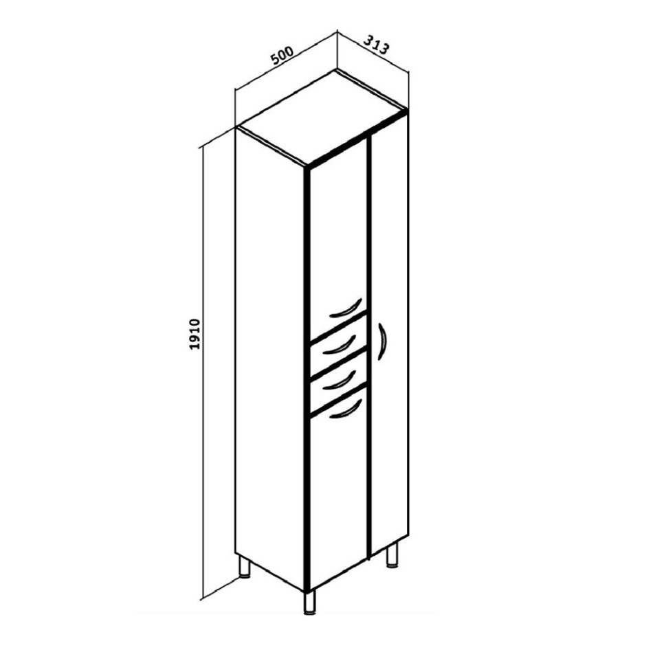 Пенал Runo 50 напольный, серый, правый