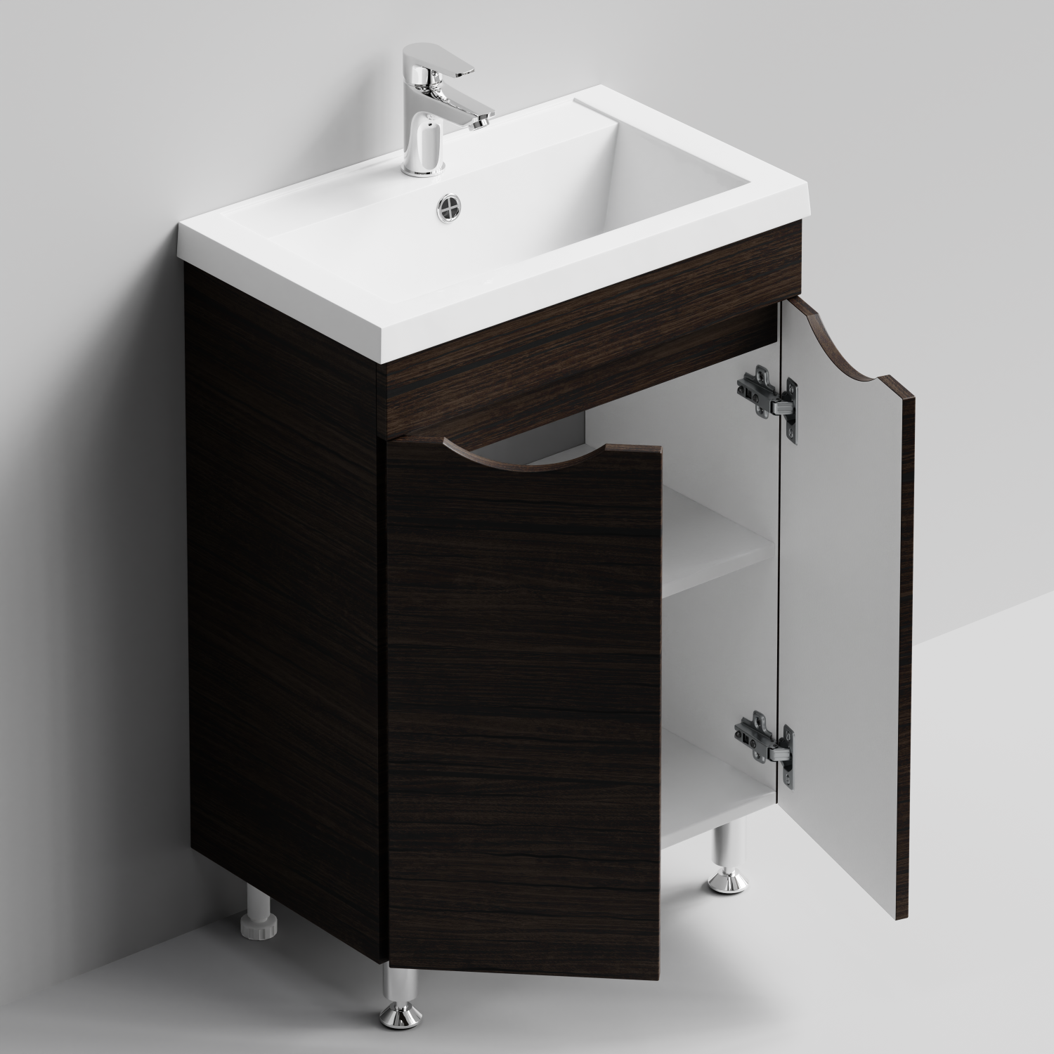 Тумба с раковиной Vod-ok Смайл 58 напольная, Палисандр