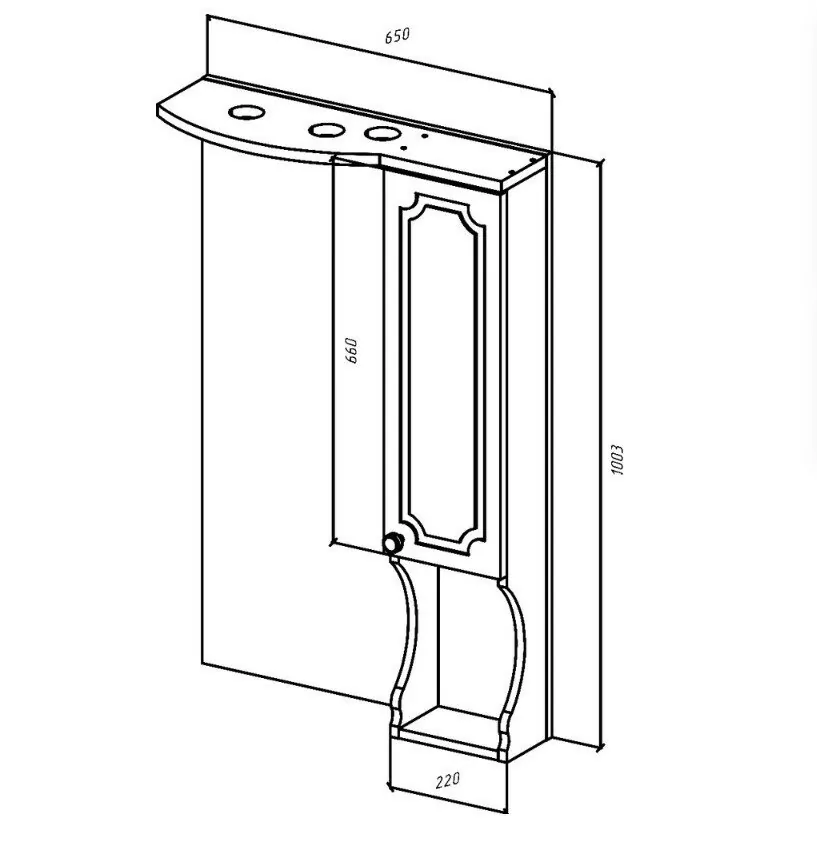Зеркало-шкаф Bellezza Кантри 65 R свет, белый