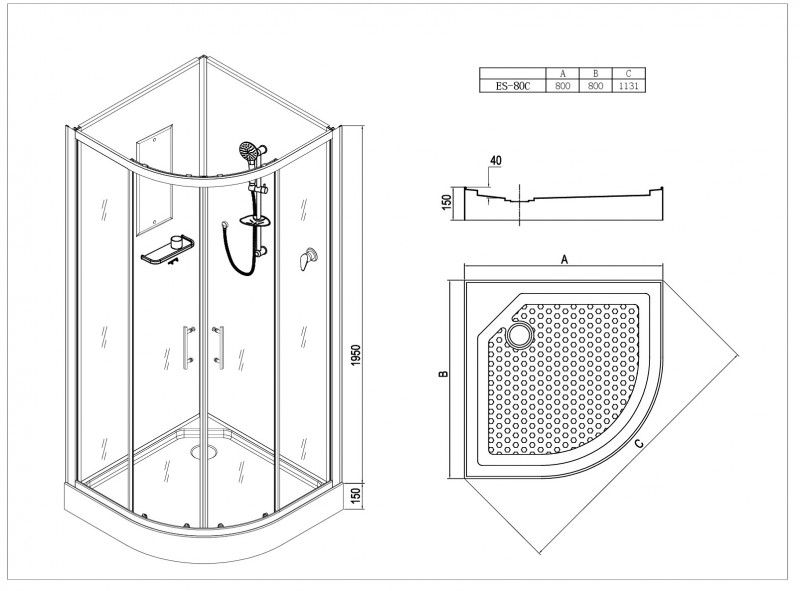 Душевая кабина Esbano EST-80C 80х80х210