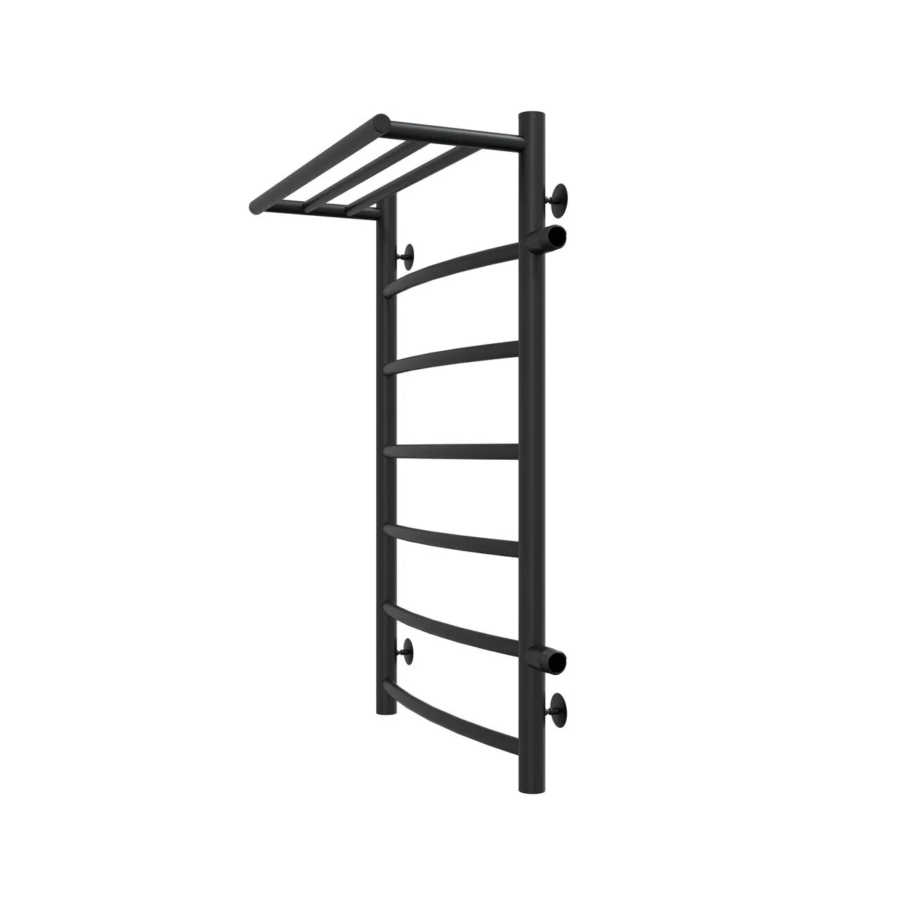 Полотенцесушитель водяной Laris Классик П7 500х800 R МЦ 500-1, боковой, с полкой, черный матовый