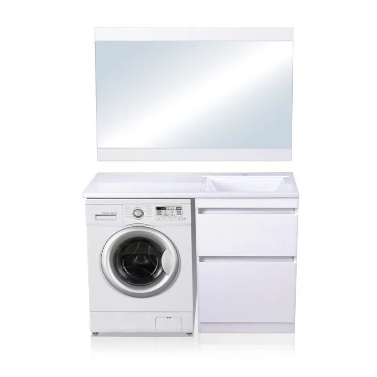 Тумба напольная Style Line Даллас 115 Люкс Plus ПВХ с раковиной Даллас 115 под стиральную машину, правая, белая