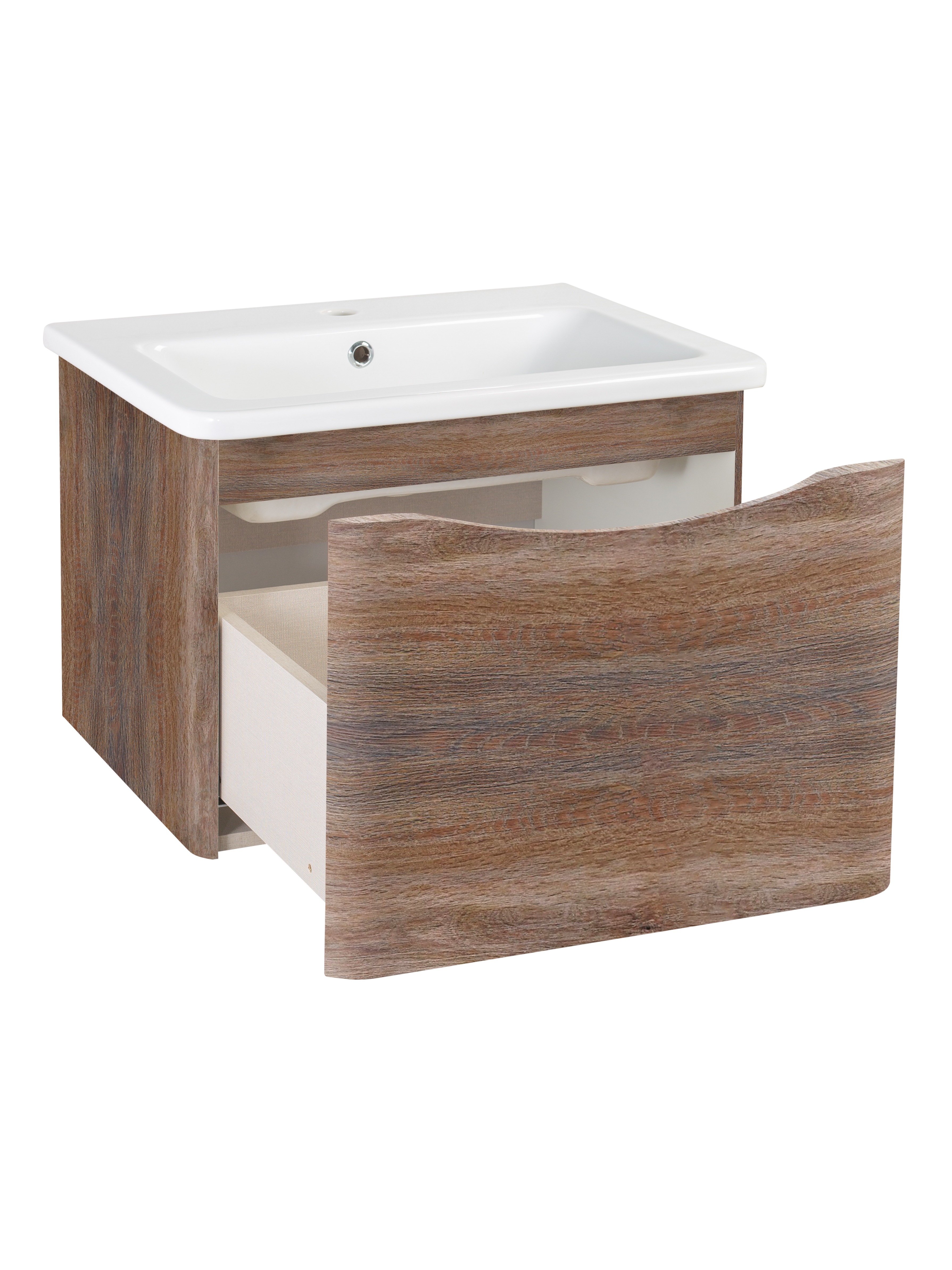 Тумба подвесная Runo Тоскана 60 с раковиной Никсон 60, темное дерево