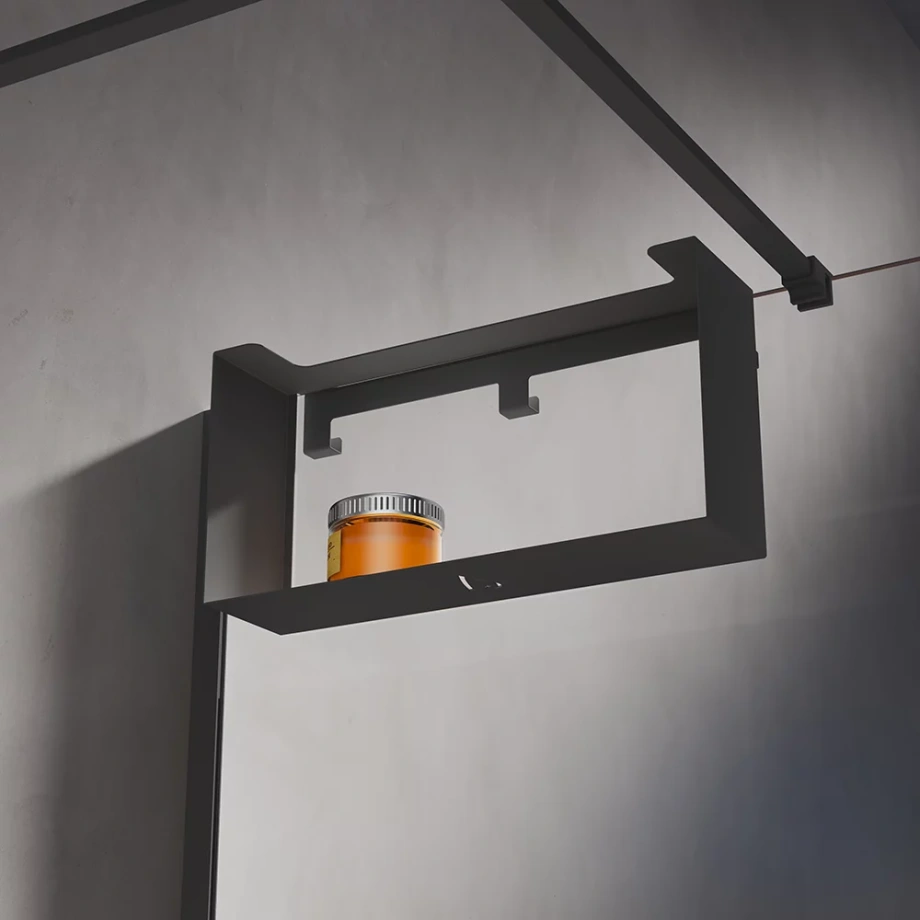 Полка для душевого ограждения Veconi Loft, 400x200x120, чёрный матовый