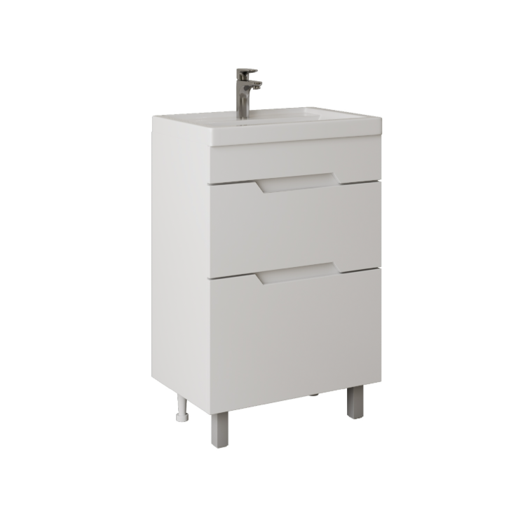 Тумба напольная Onika Ламина 60 с раковиной Фостер 60, белая