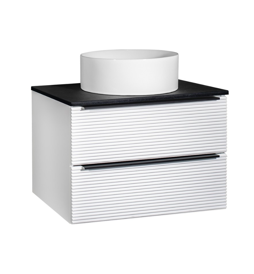 Тумба подвесная Runo Орлеан 70 с раковиной PALLA (D41), белый/чёрный