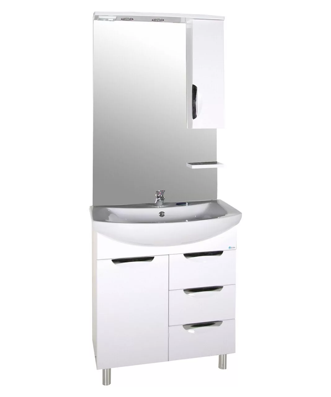 Тумба с раковиной Асб-мебель Мессина 70 напольная, 1 дверь, 3 ящика, белый