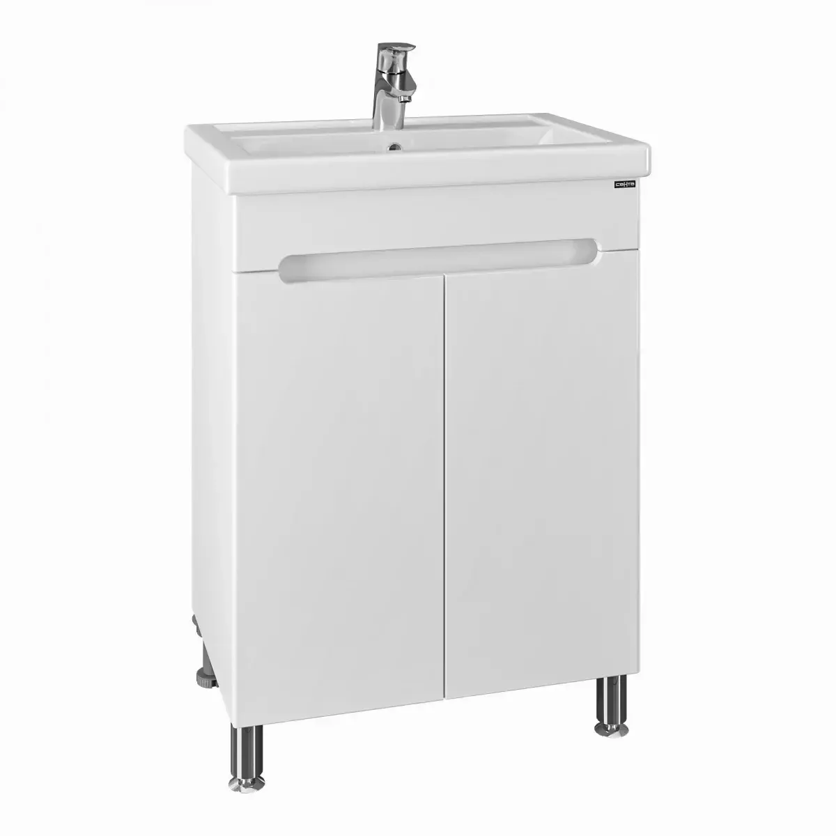 Тумба напольная Санта Лондон 60 с раковиной Фостер 60, 2 двери, белая