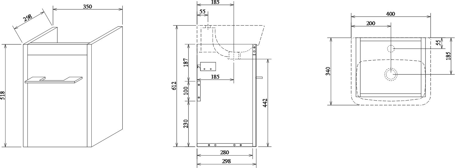 Тумба с раковиной Sanflor Ларго 40 подвесная, вяз швейцарский