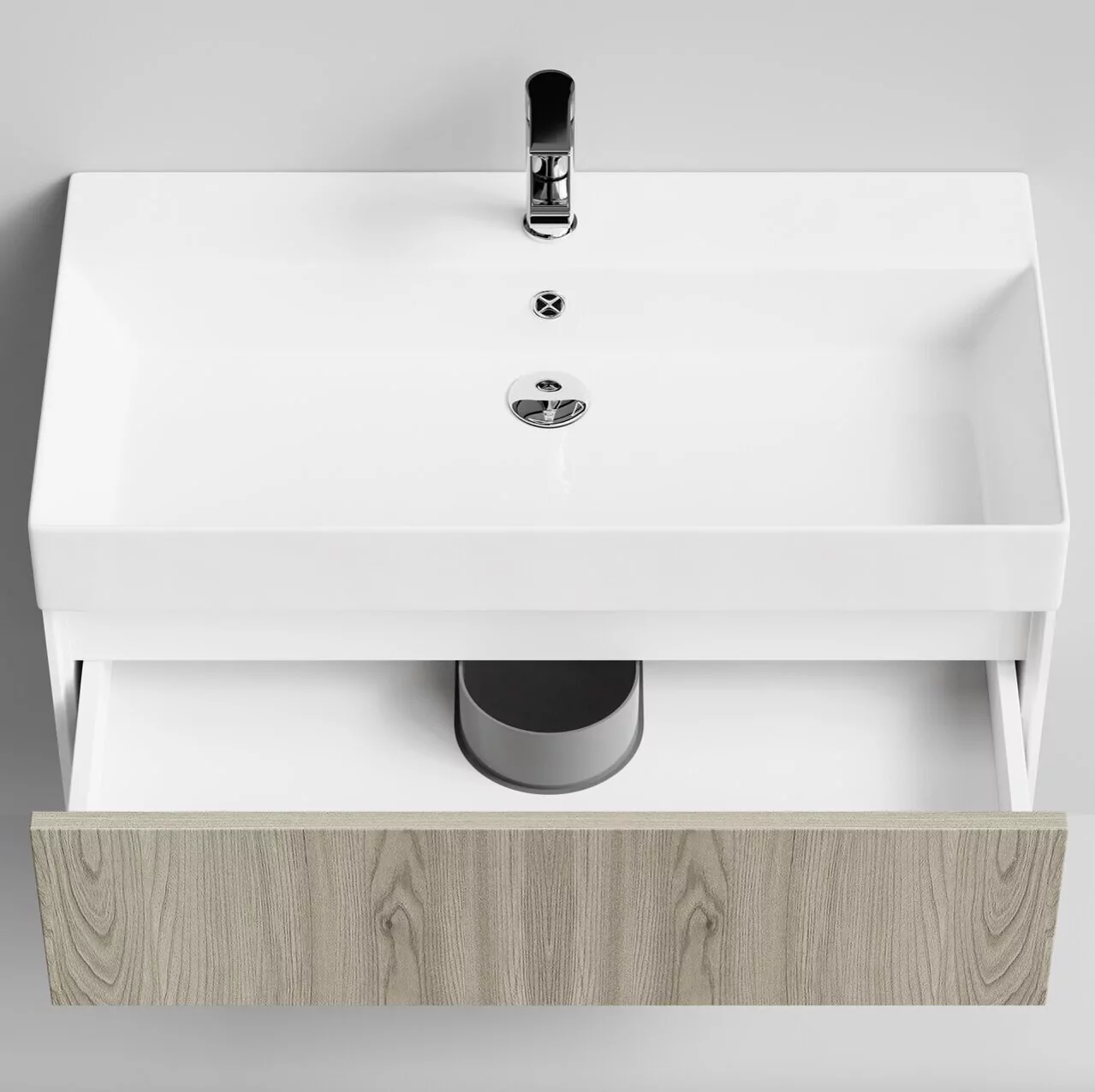 Тумба подвесная Vod-ok Лоренцо 85 с раковиной Stance 85, дуб + 6 цветов