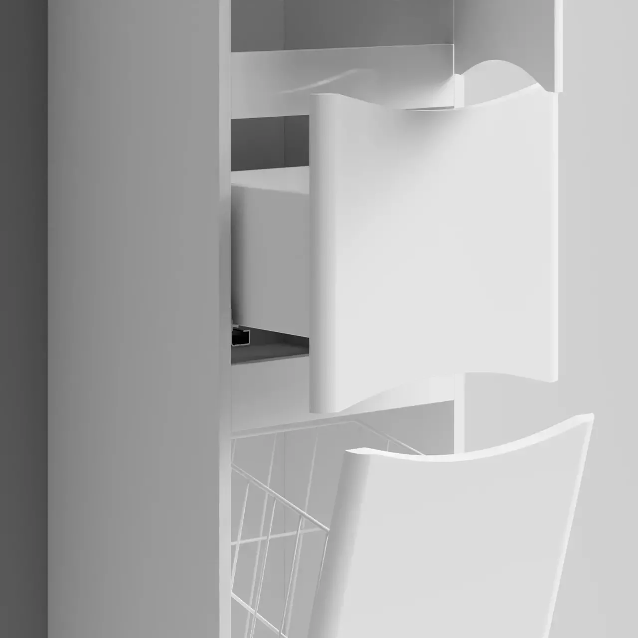 Пенал Vod-ok Адель 35 L/R, 2 двери, 1 ящик, напольный, с корзиной, белый + 13 цветов