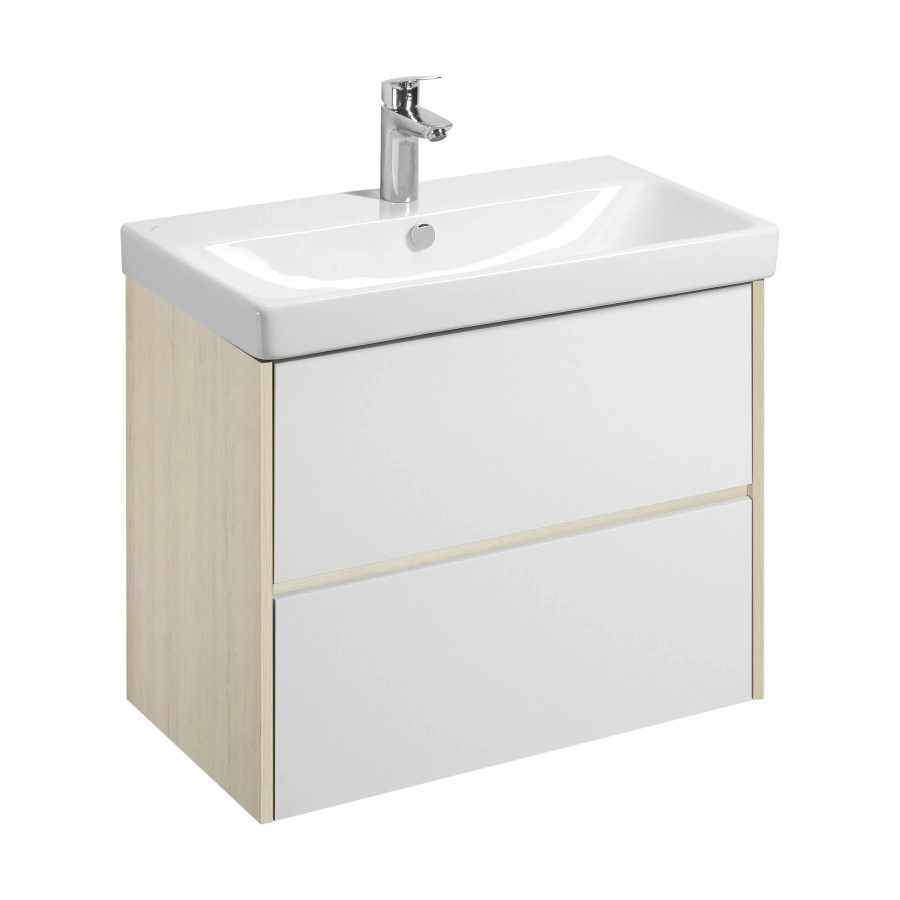 Тумба Aquaton Сканди 80 с раковиной Адриана 80, 2 ящика, подвесная, дуб верона