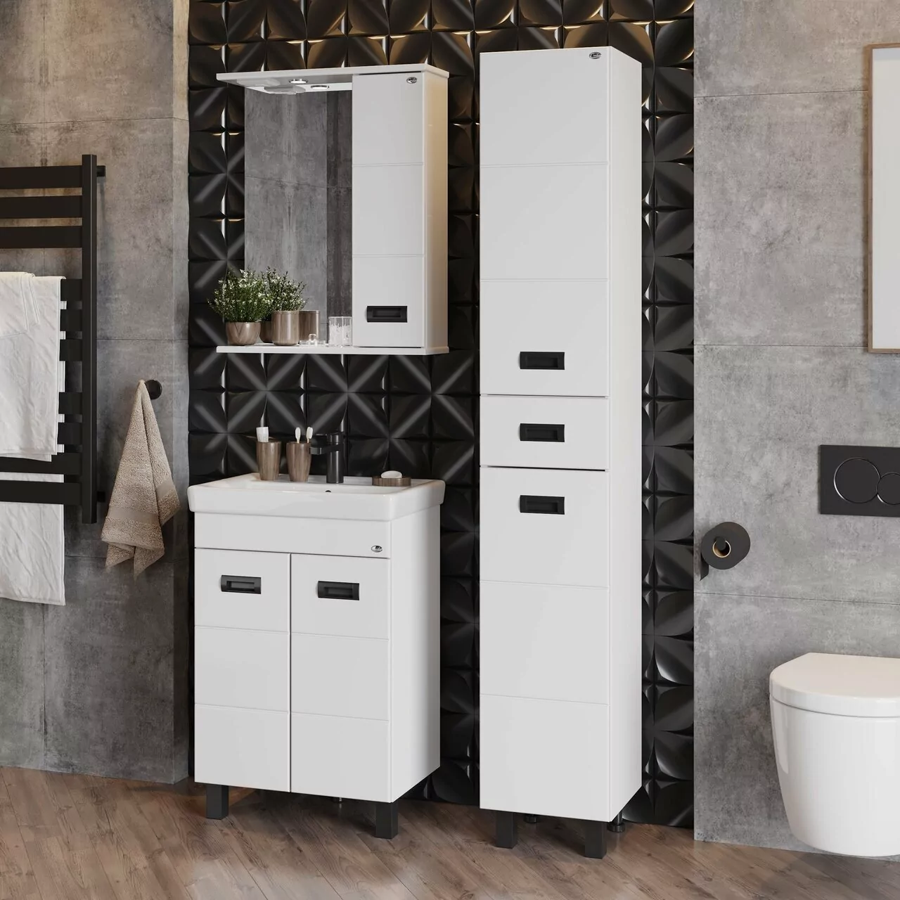 Пенал Onika Балтика Black 32.11 напольный, белый