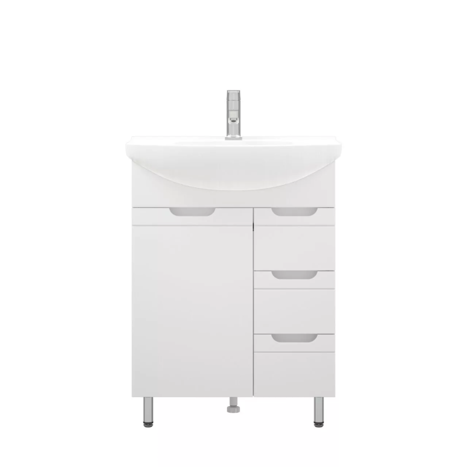 Тумба напольная Corozo Лея 65 Z3 с раковиной Элеганс 65, белый