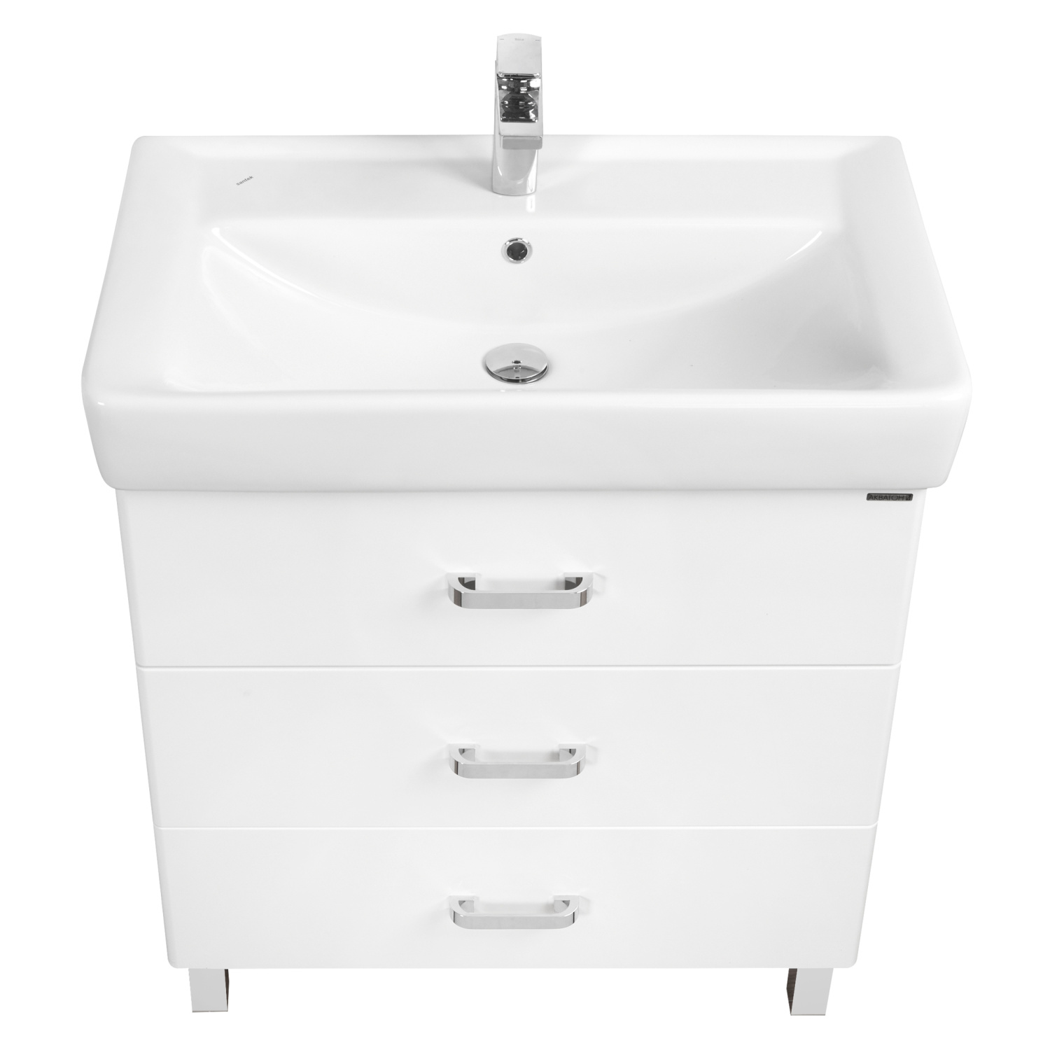 Тумба напольная Aquaton Америна 80 М с раковиной Тигода 80, три ящика, белый