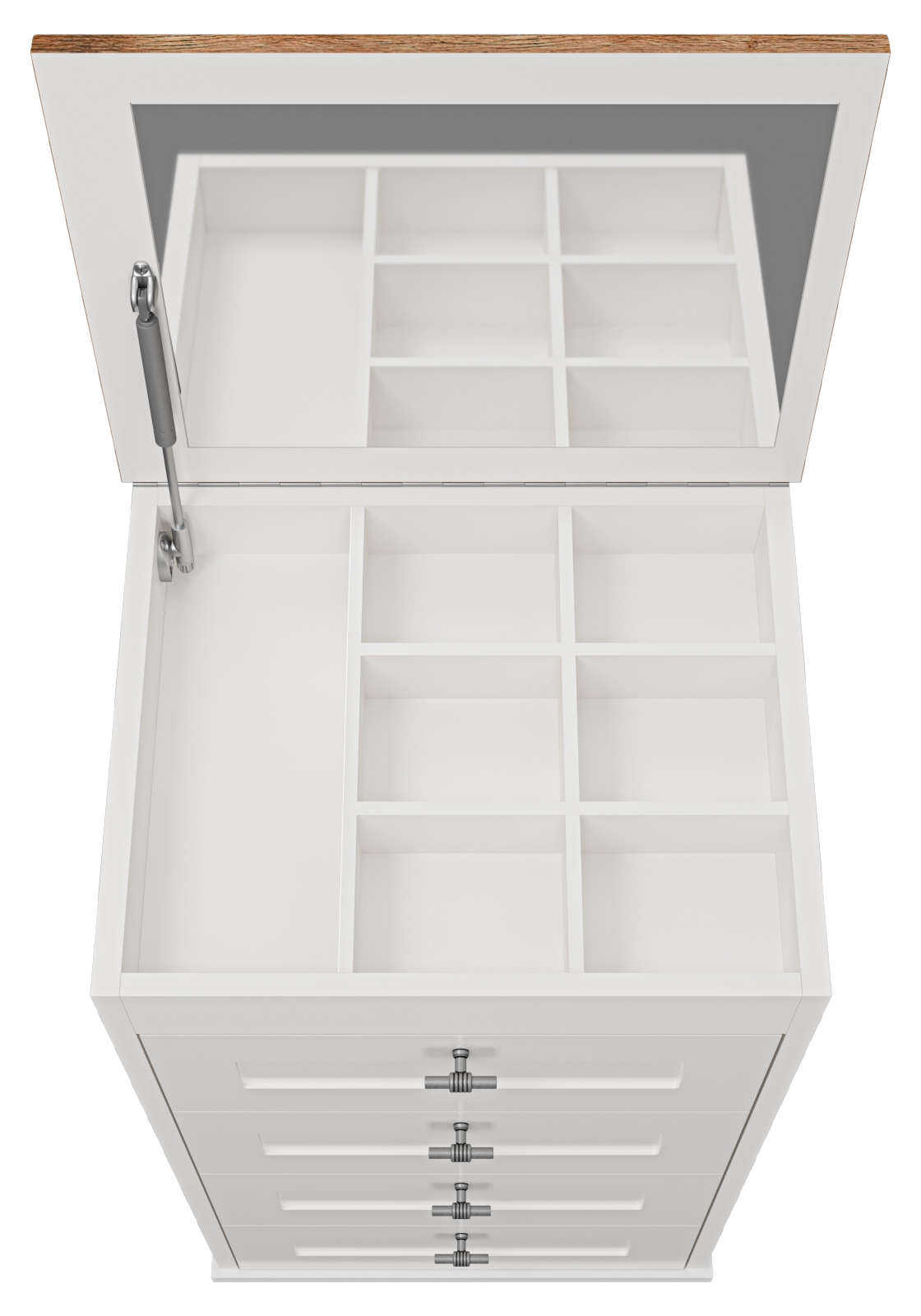 Тумба-комод Misty Марта 50 с зеркалом, белый/каштан