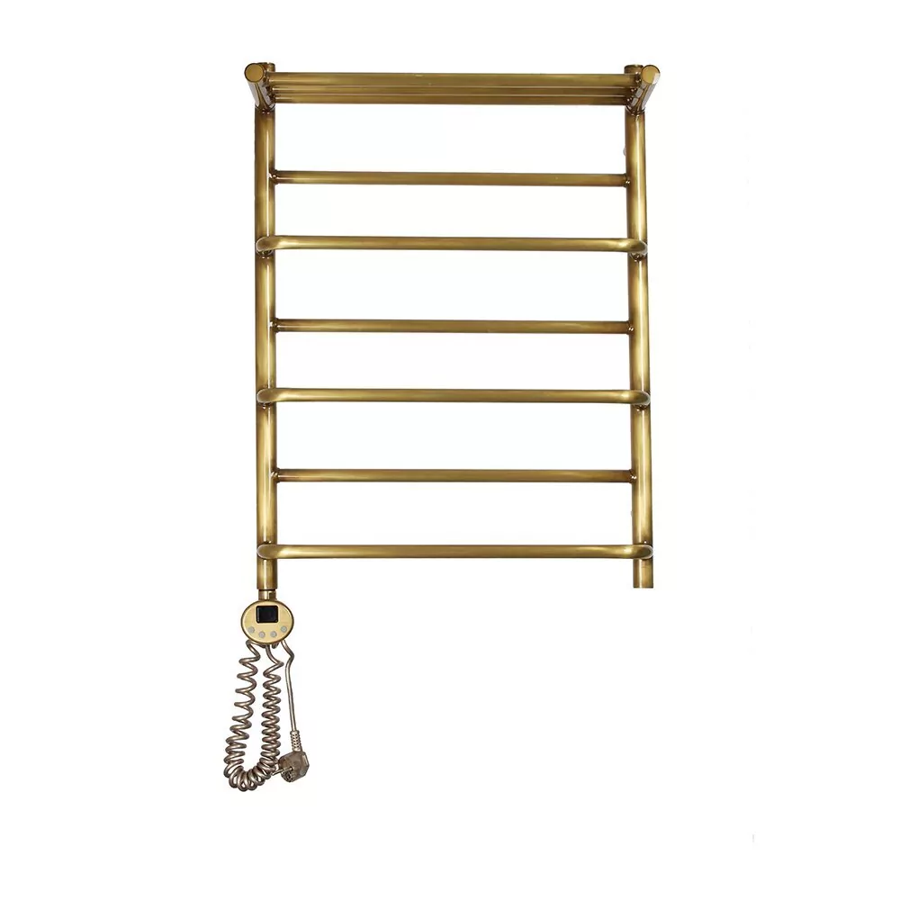 Полотенцесушитель электрический Domoterm Орфей с полкой П7 500x700 АБР EL, левый, античная бронза