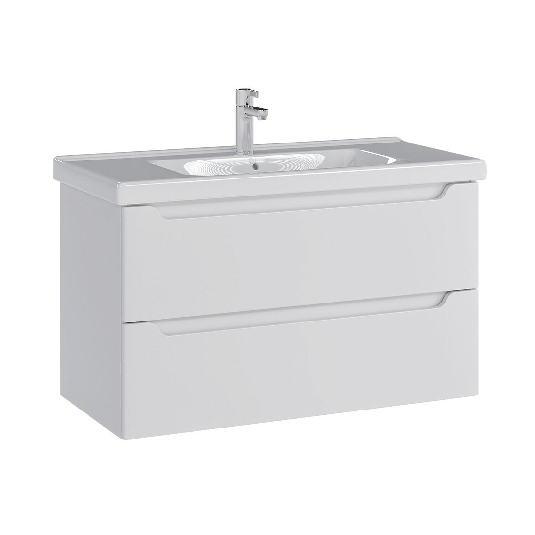 Тумба подвесная SanStar Lanciano 100 с раковиной Гармония 100, белая