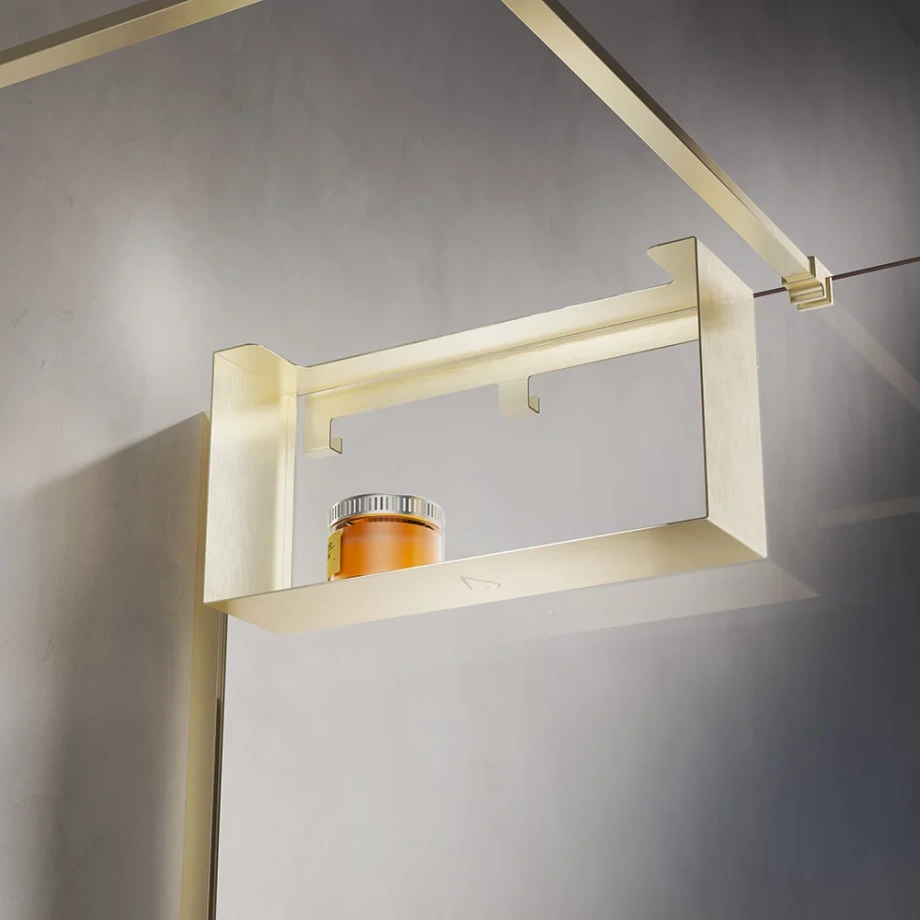 Полка для душевого ограждения Veconi Loft, 400x200x120, золото брашинг