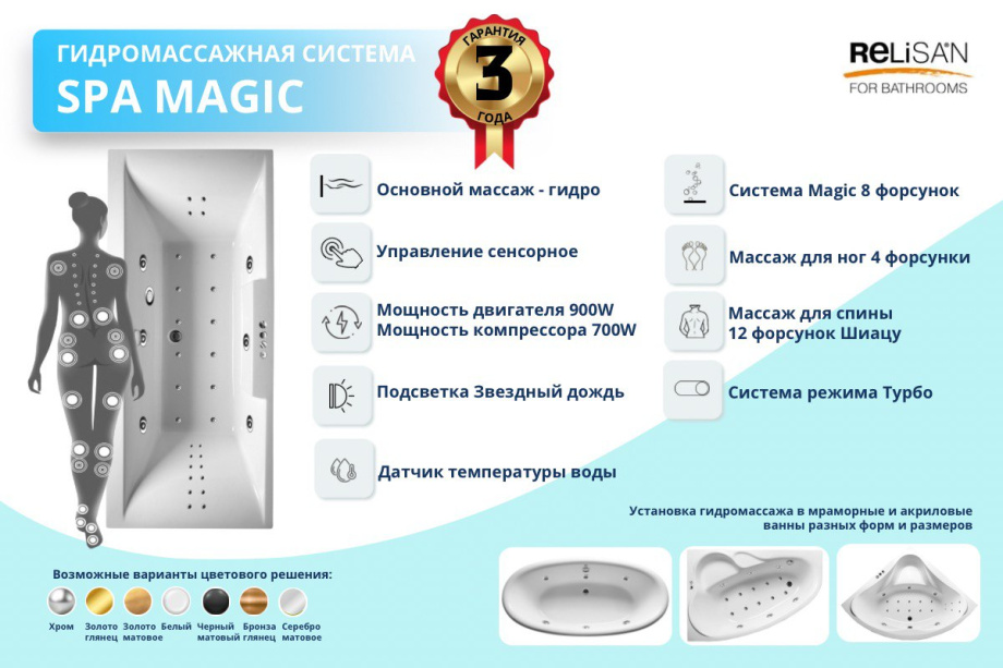 SPA magic - сенсор (6 гидро;8 magic; 12 Шиацу; 4 Евромик; 8 джет Звёздный дождь)