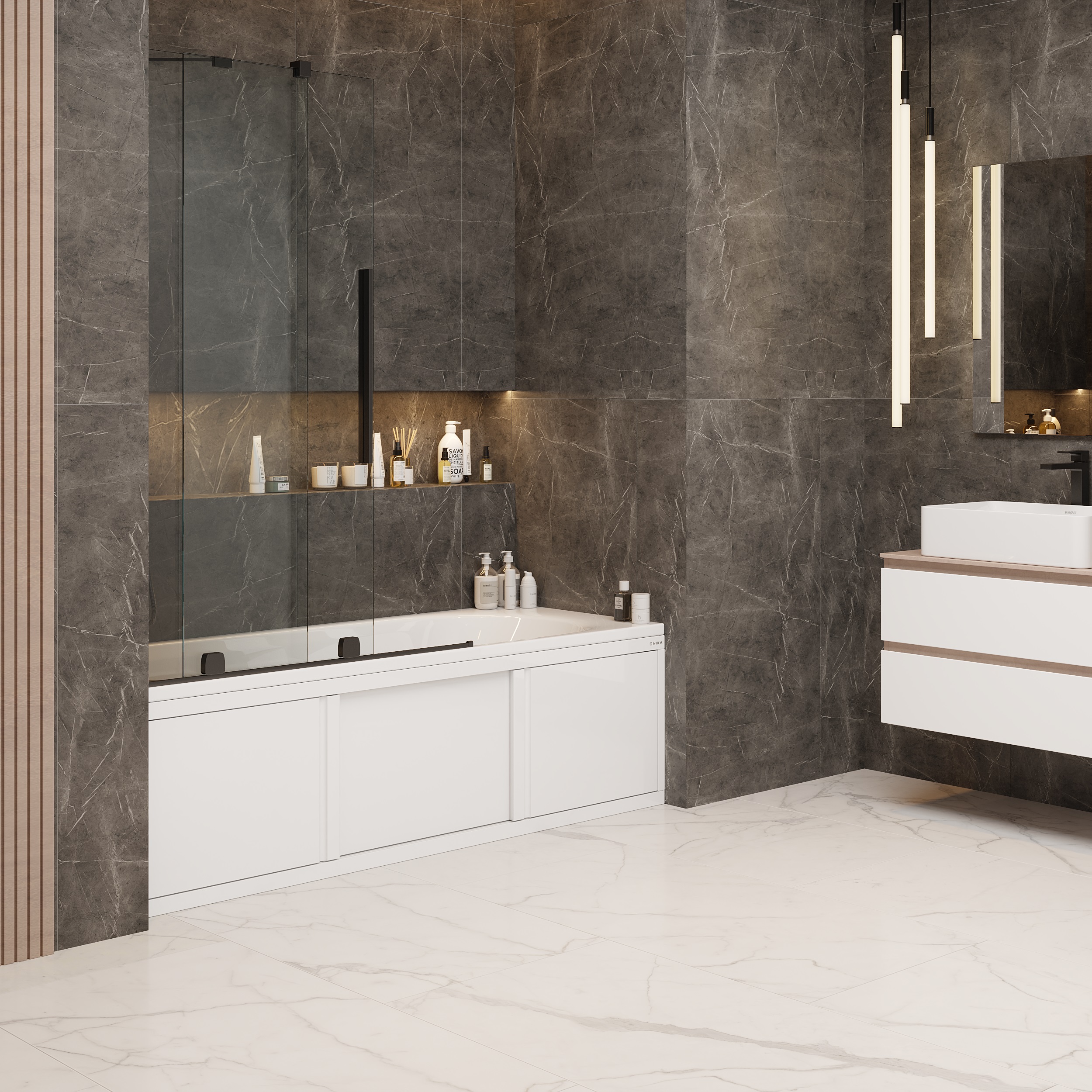 Экран под ванну Onika Одио 170 раздвижной белый