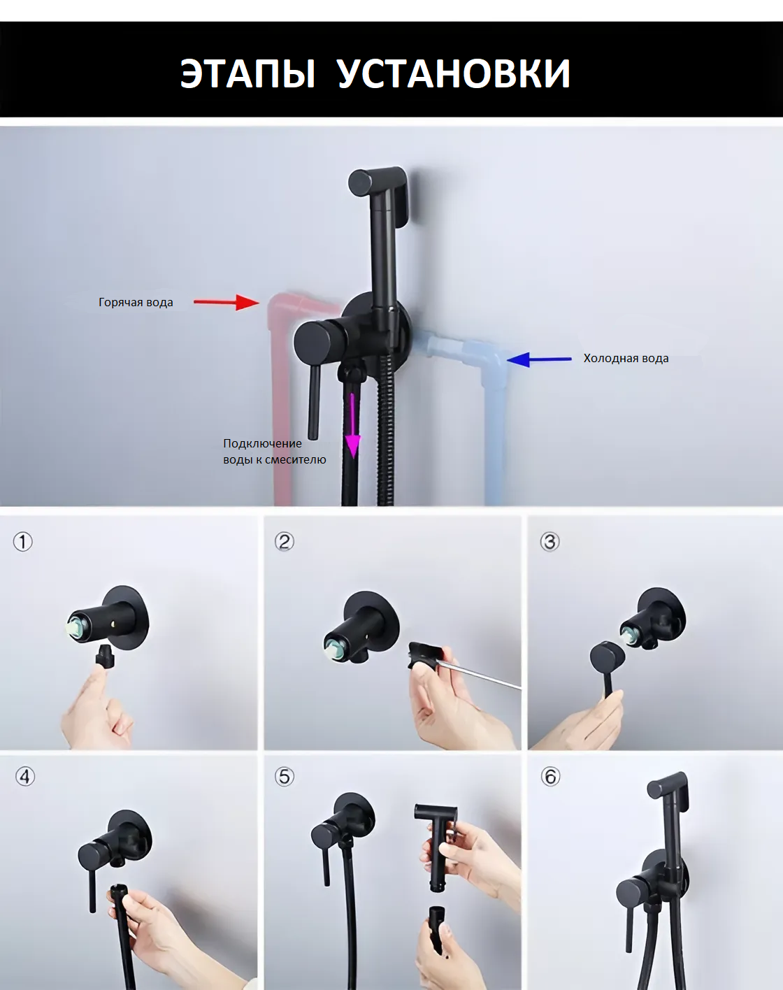 Смеситель с гигиеническим душем BochMannем BochMann BRAIES B CK-P07B черный