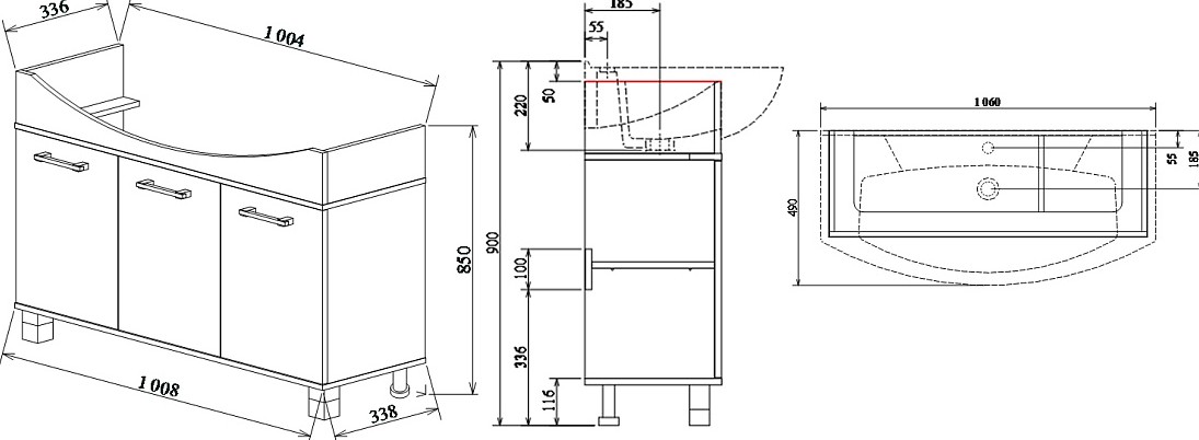 Тумба Sanflor Толедо 105 напольная, венге, северное дерево светлое