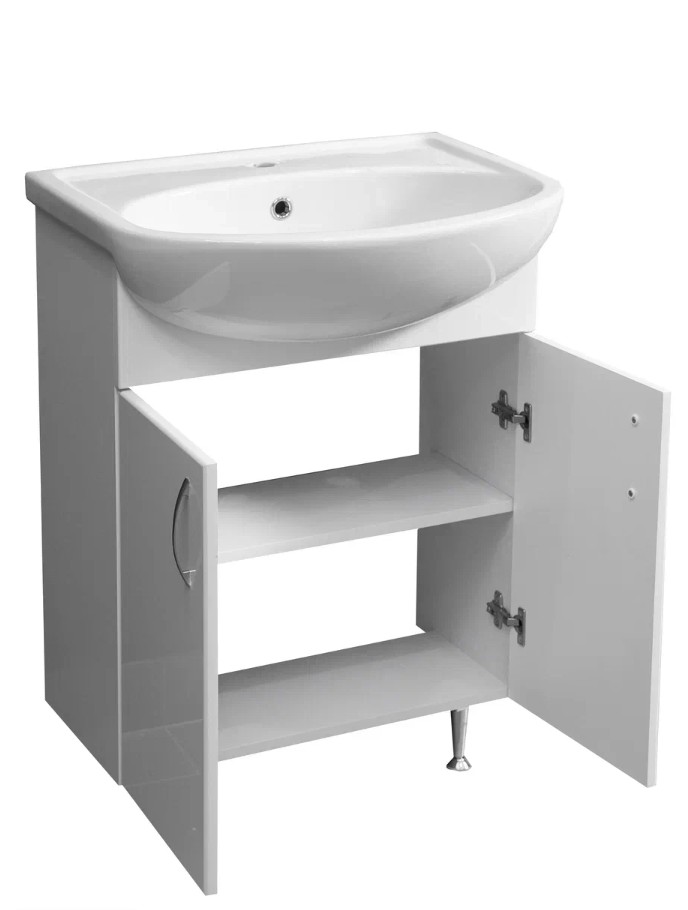 Тумба напольная Stella Polar Концепт 60 ЭКО с раковиной Уют 60, 2 двери