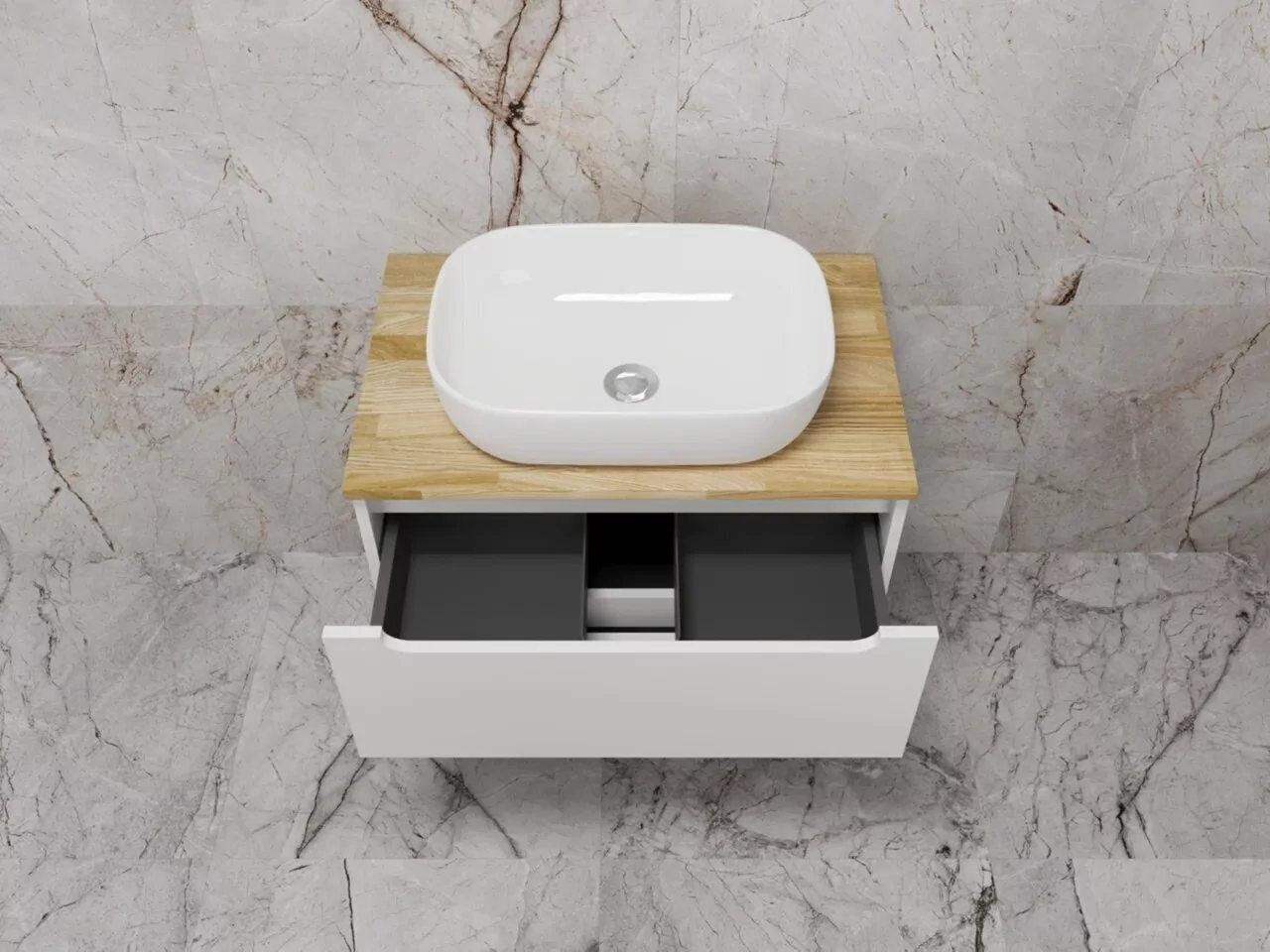 Тумба подвесная Style Line Бали 70 со столешницей, белый софт