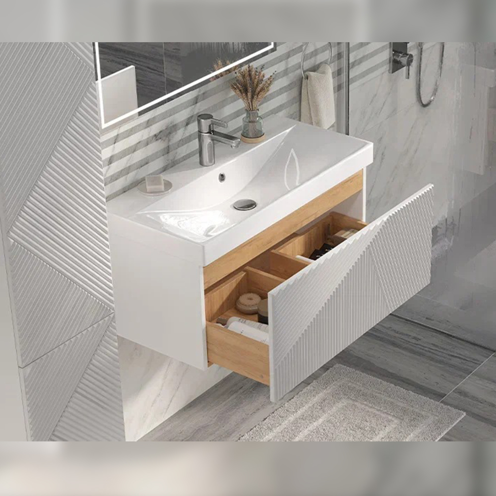 Тумба с раковиной подвесная Velvex Edge tp.EDG.9696.80.1Y белый глянец, 80 см