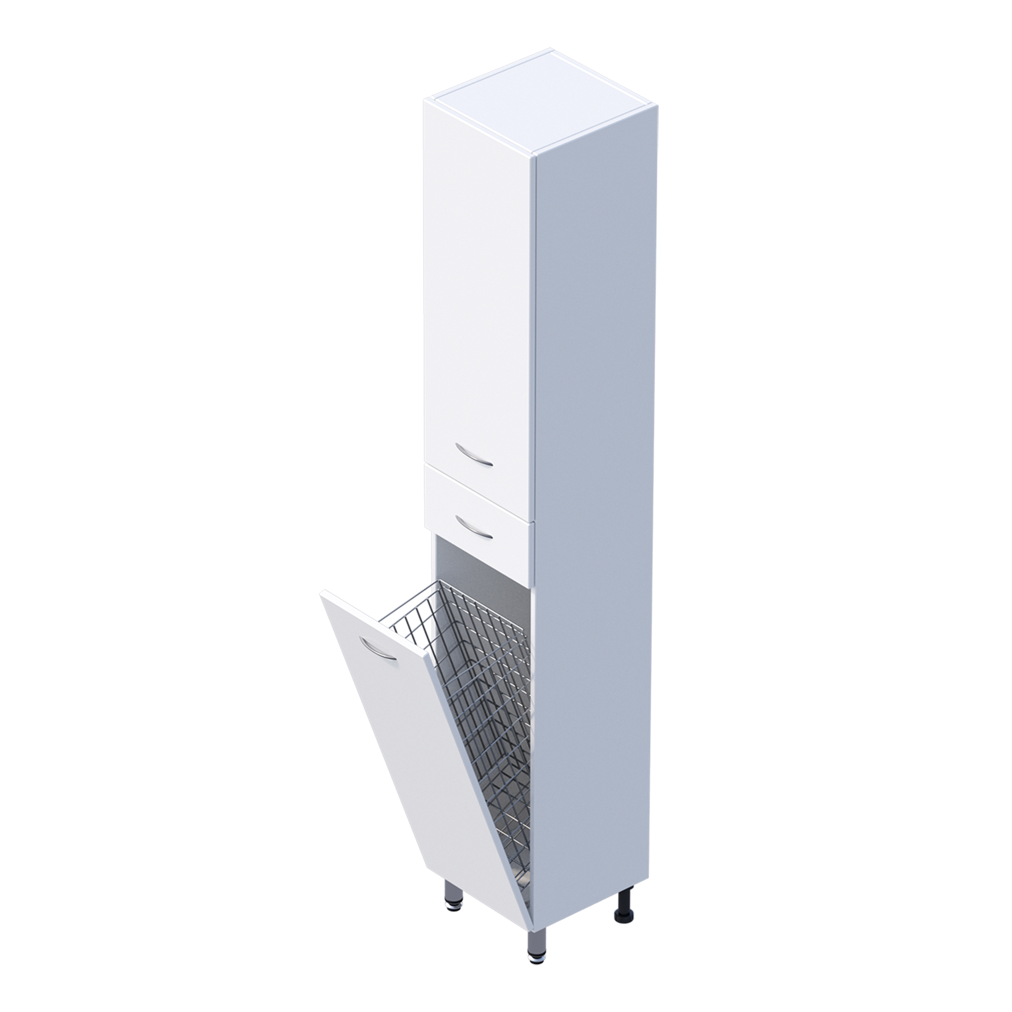 Пенал Onika Модерн 32 напольный, белый, с бельевой корзиной, левый