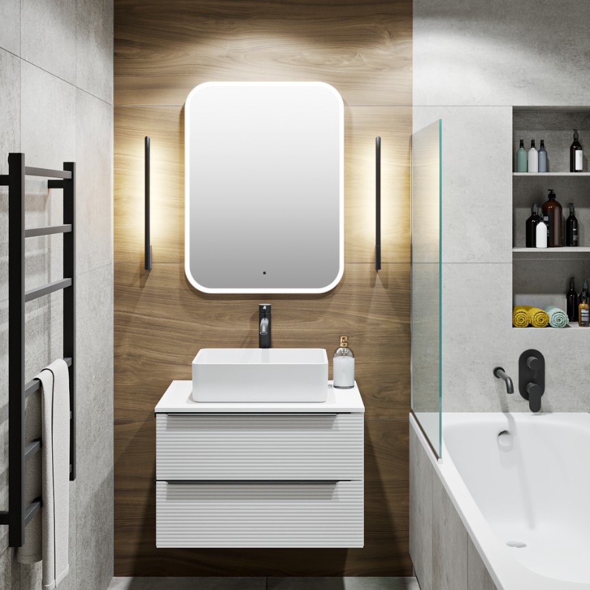 Тумба подвесная Runo Орлеан 70 с раковиной PALLA (D41), белый