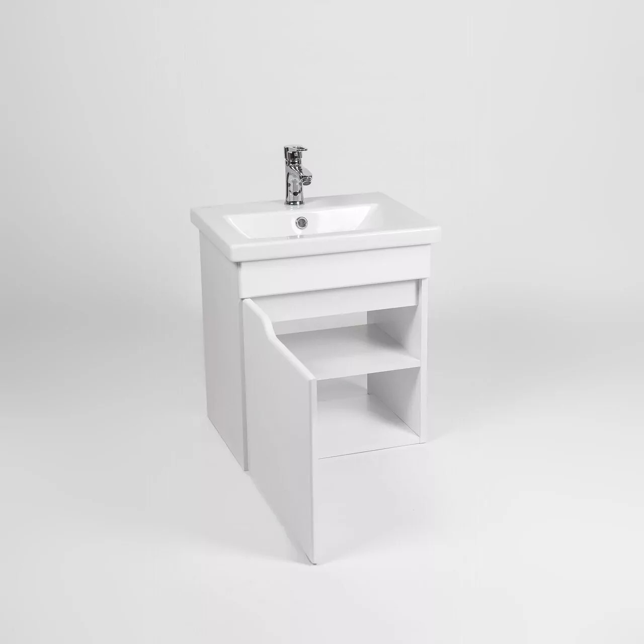 Тумба подвесная Viant Куба 60 с раковиной Como 60, белый