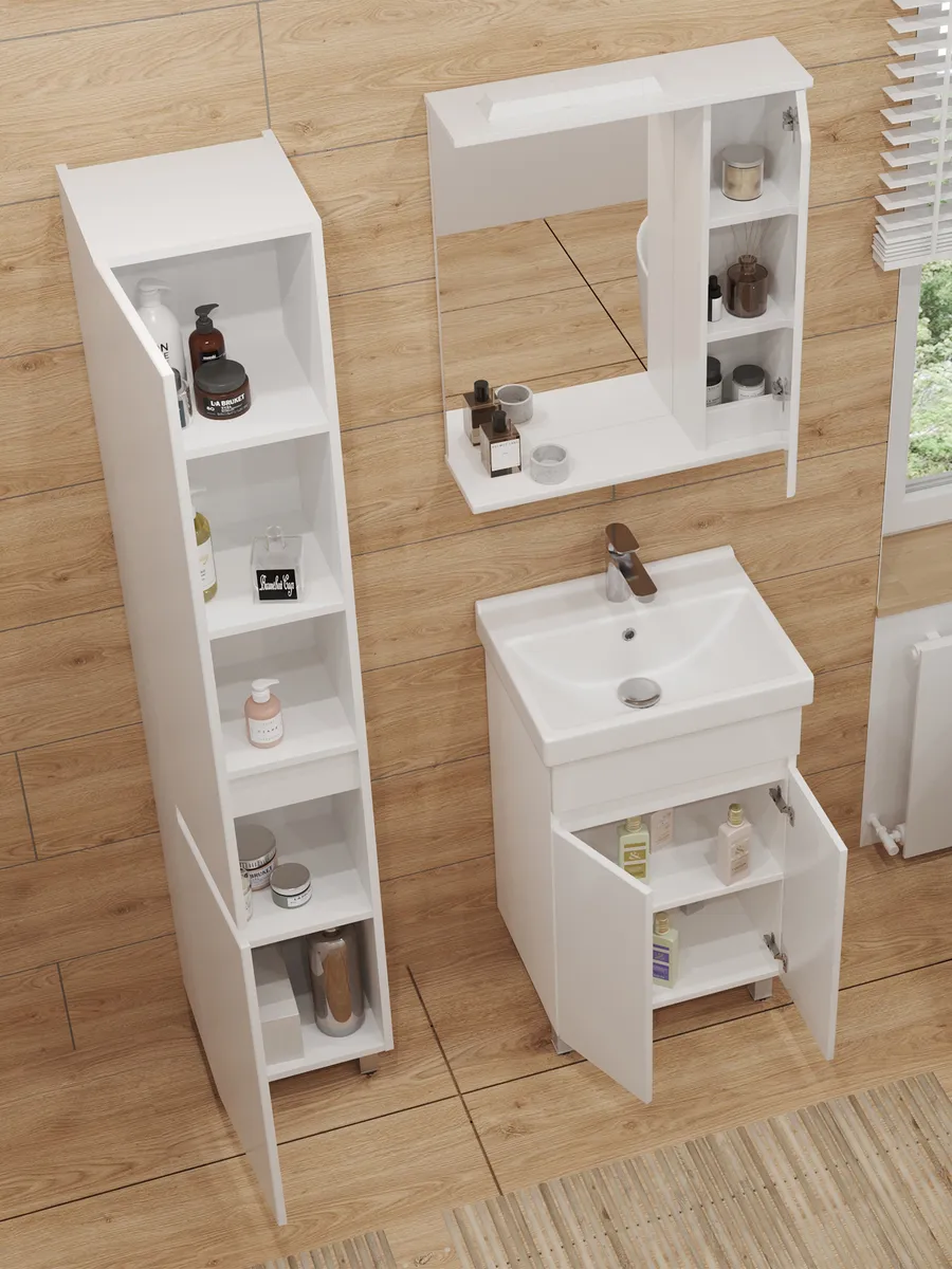 Тумба напольная SanStar Квадро 60 с раковиной Fest 60 белый