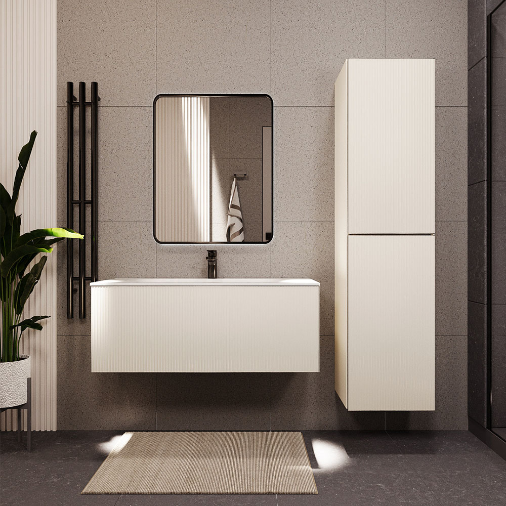 Тумба с раковиной подвесная (100 см) Terminus Euromix EUR101002900101OSL, айвори