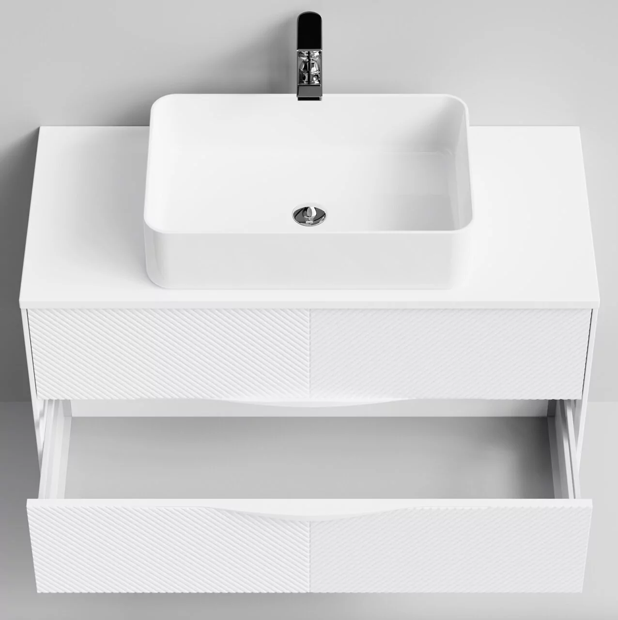 Тумба подвесная Vod-ok Липс 100 с раковиной Олимпия 560, белый + 7 цветов