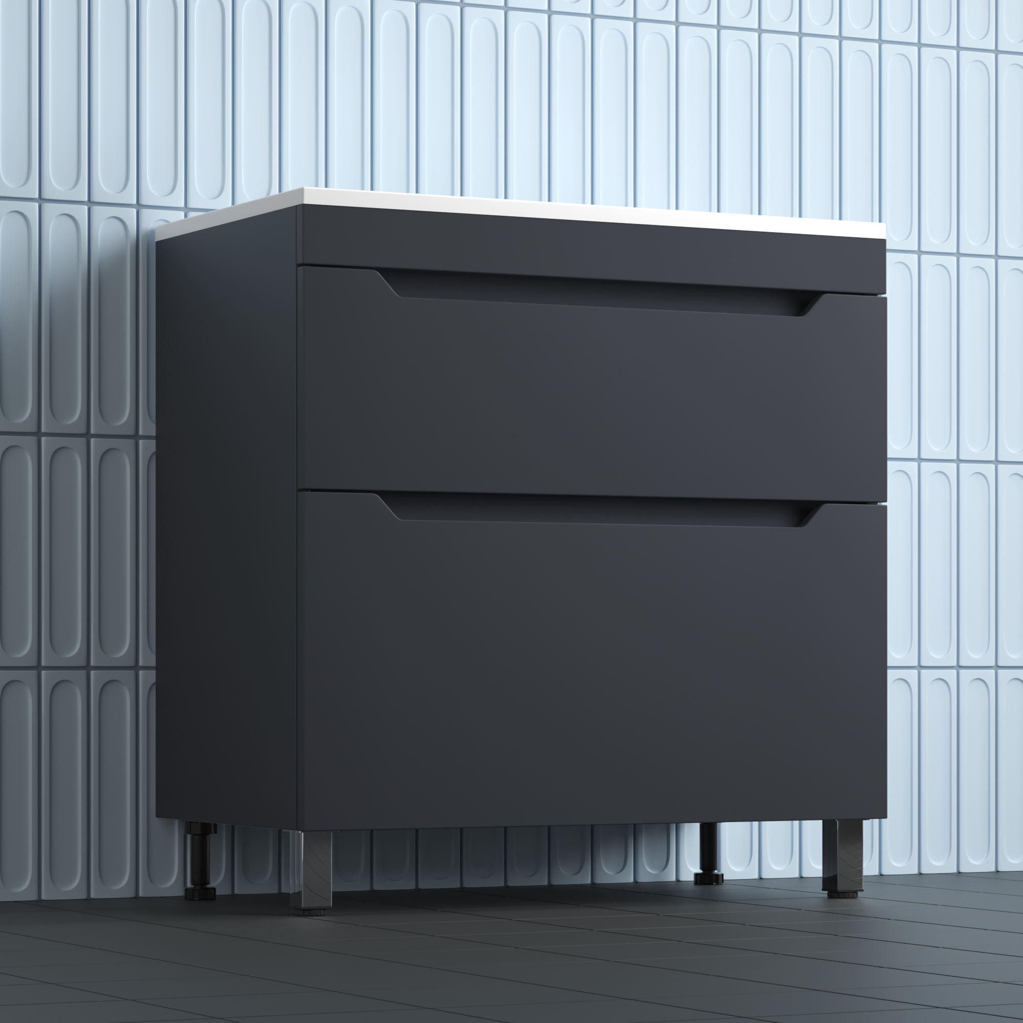 Тумба напольная Style Line Остин 80 с раковиной Фортуна 80 белый, графит