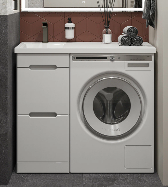 Тумба напольная SanStar Толедо 40 с раковиной Даллас 100 левый белая