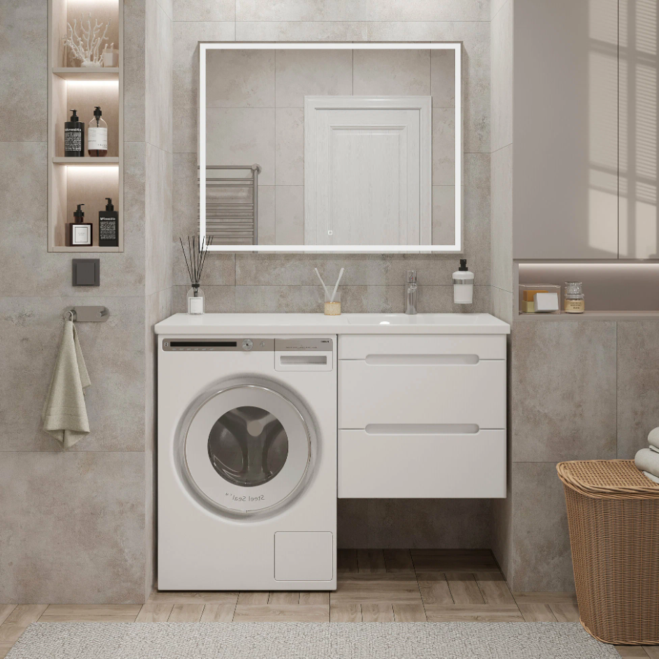 Тумба подвесная SanStar Толедо 60 с раковиной Даллас 120 правый белая