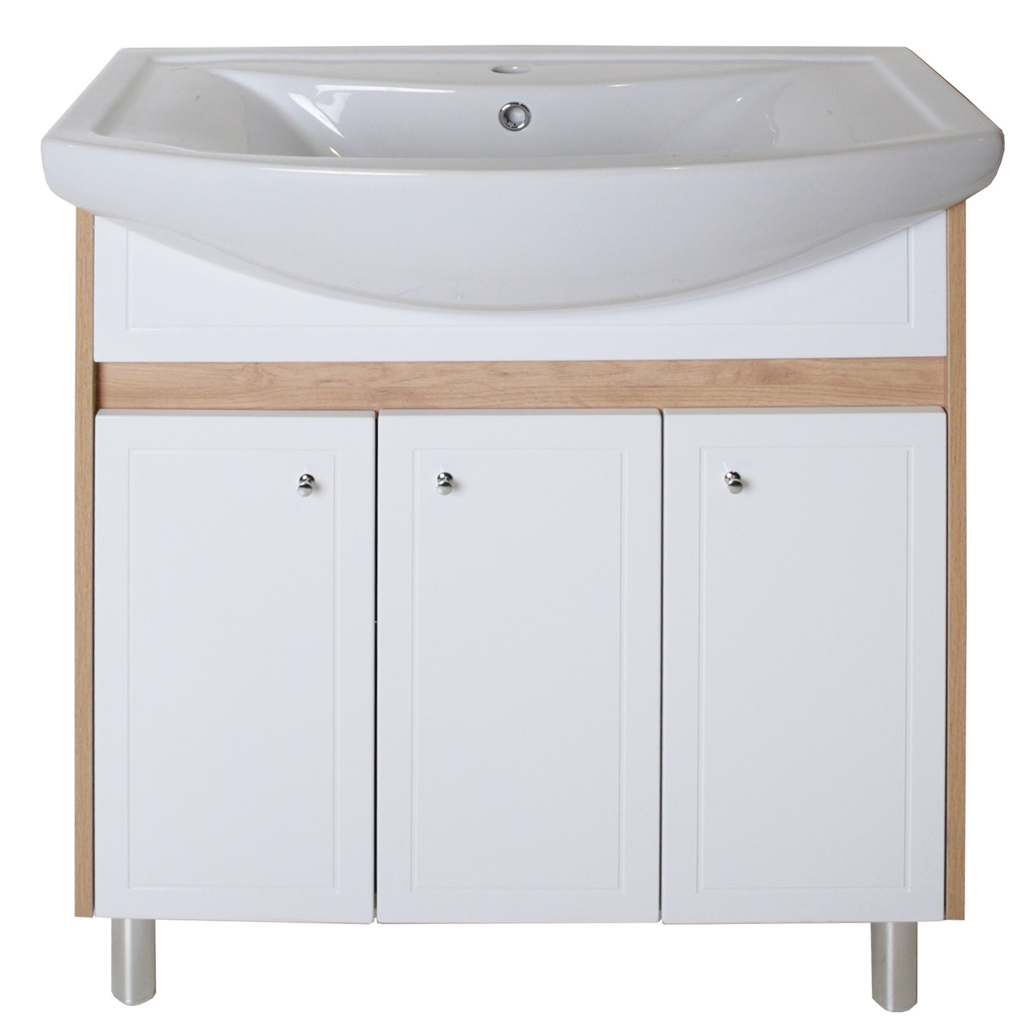 Мебель для ванной Асб-мебель Альпина 80 комплект, напольный, белый/дуб золотой