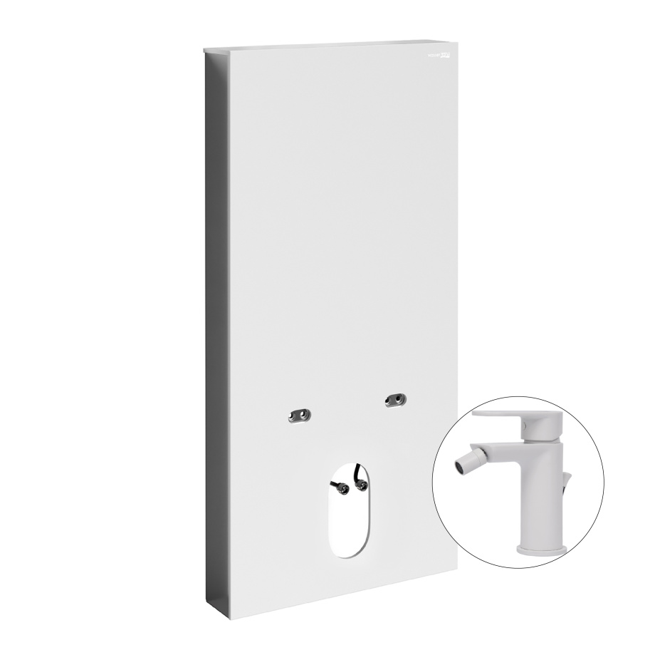 Комплект для биде со смесителем WasserKraft Naab 86BDT.050.WH.SQ8506 инсталляция (пристенный модуль)