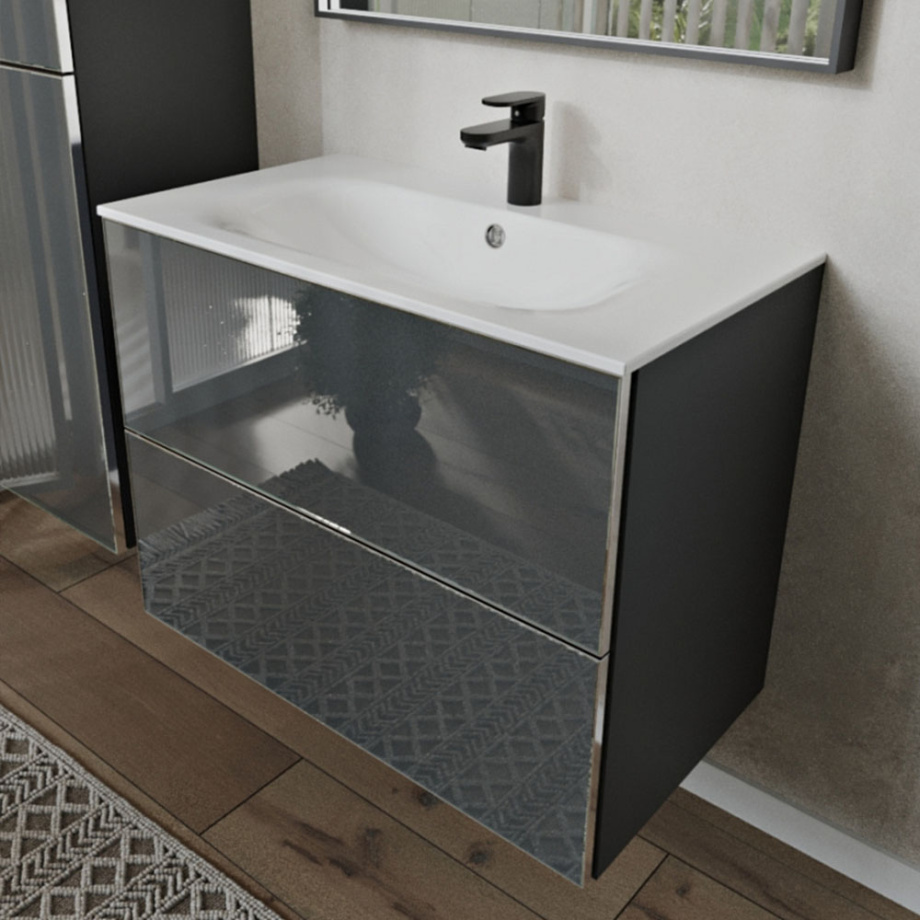 Тумба с раковиной подвесная (80 см) Terminus Vega VEG10802701601OSL, графит