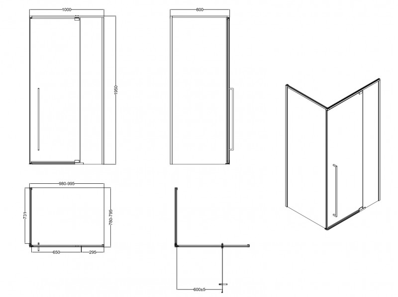 Душевой уголок ESBANO ESA-108PS-C 100х80х195